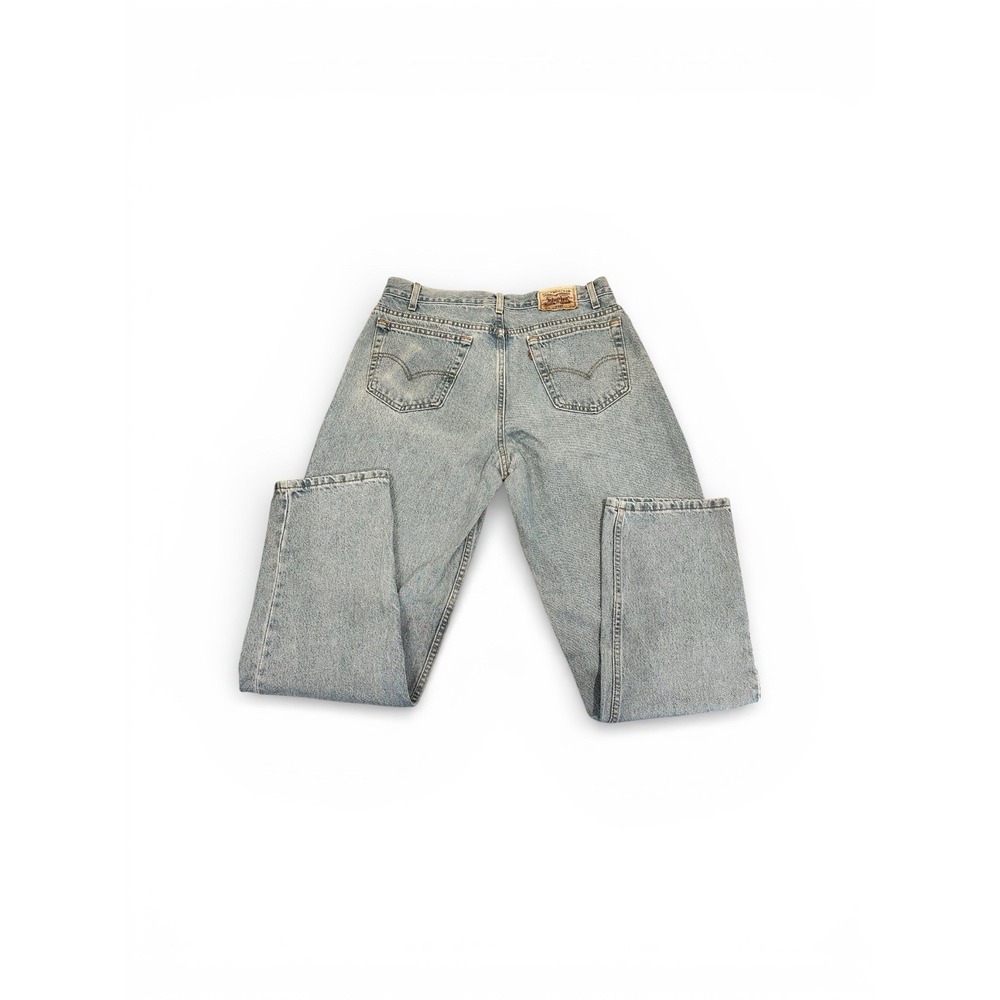 Women's 34x30.5 Vintage 90's Levi's 545 Loose Light Blue Denim Distressed Jean